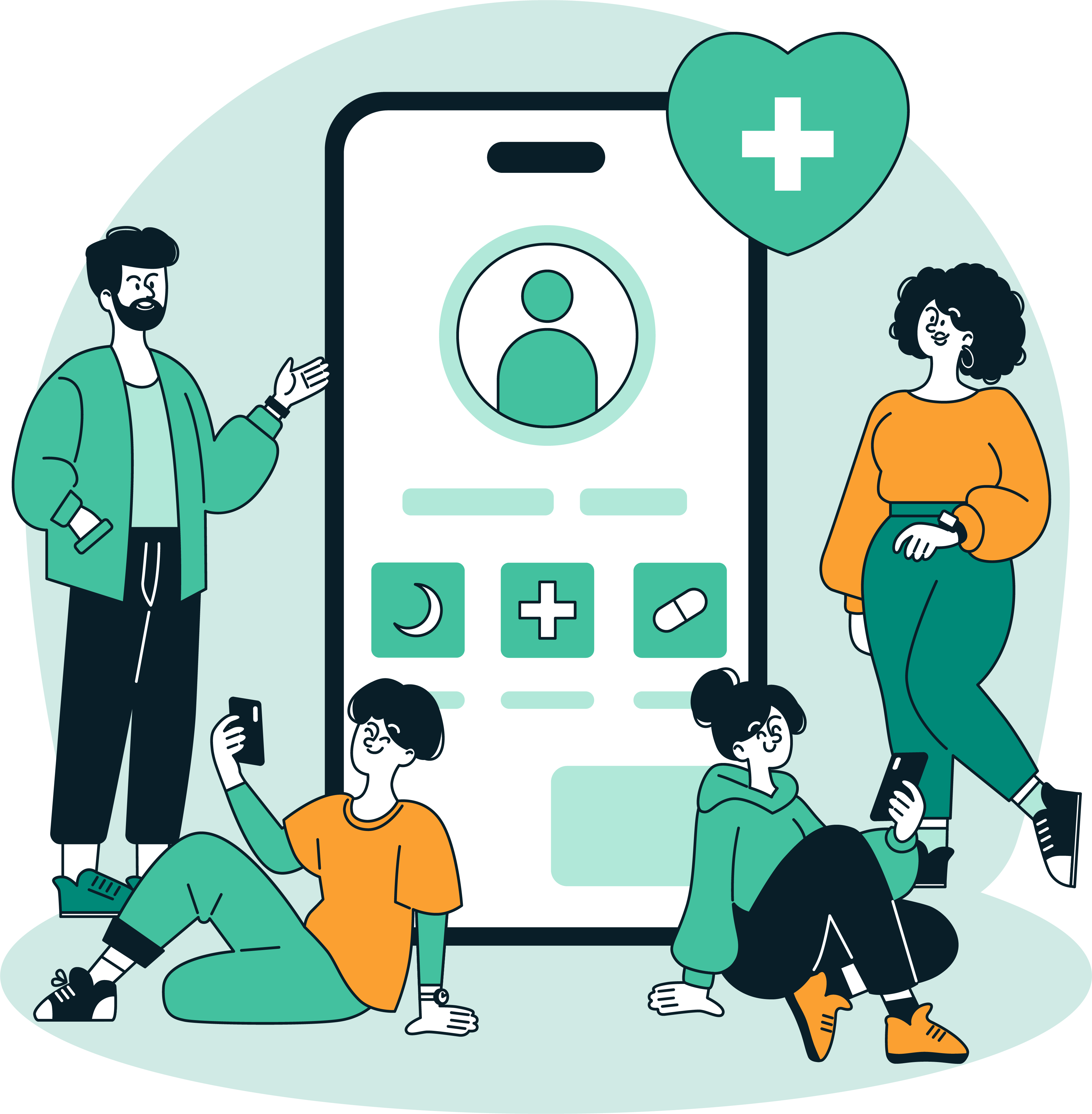 Digital healthcare services illustration